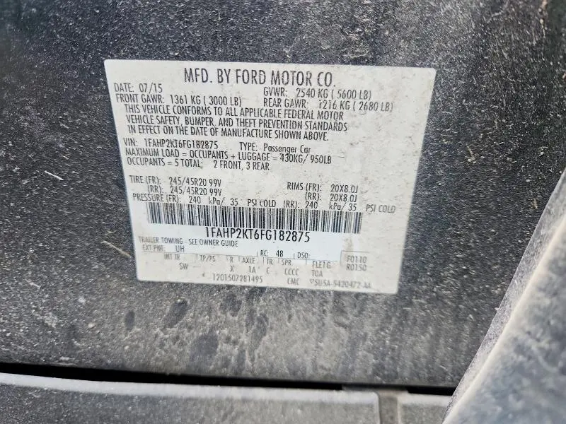 2015 FORD TAURUS SHO  