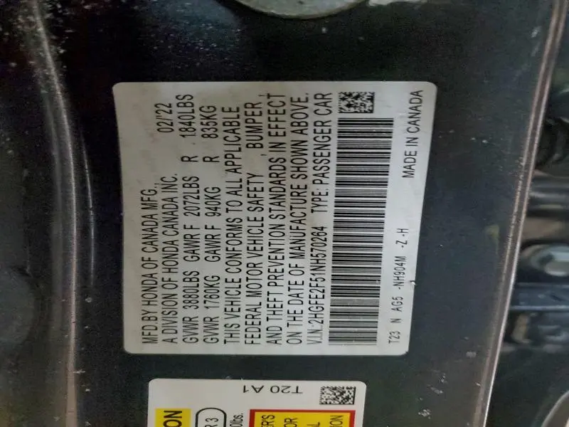 2022 HONDA CIVIC SPORT  