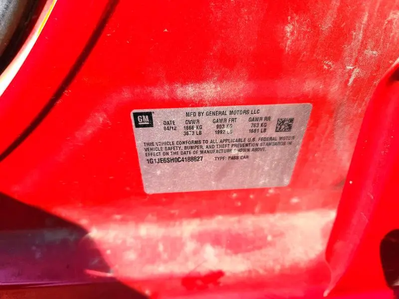 2012 CHEVROLET SONIC LTZ  