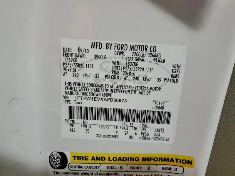 2010 FORD F150 SUPERCREW  