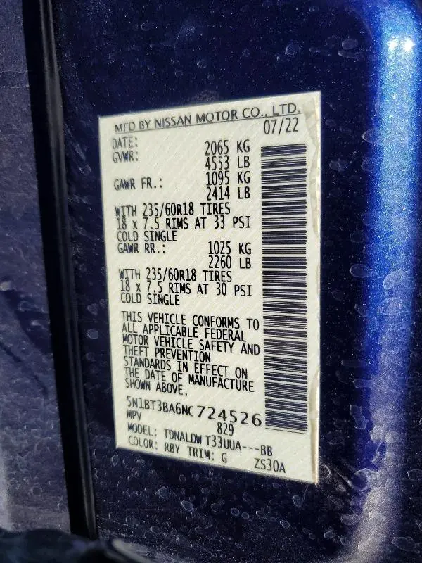 2022 NISSAN ROGUE SV  