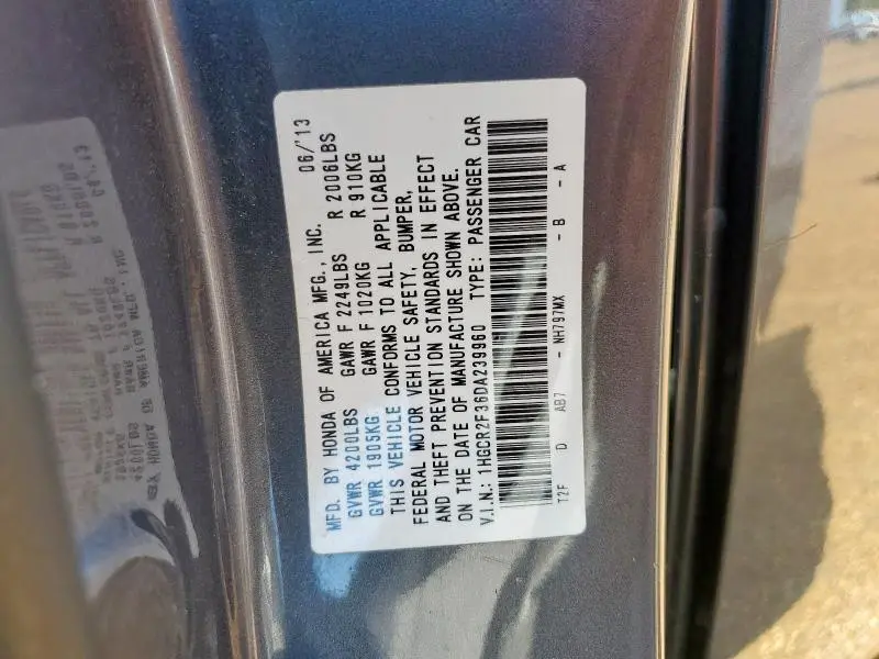 2013 HONDA ACCORD LX  