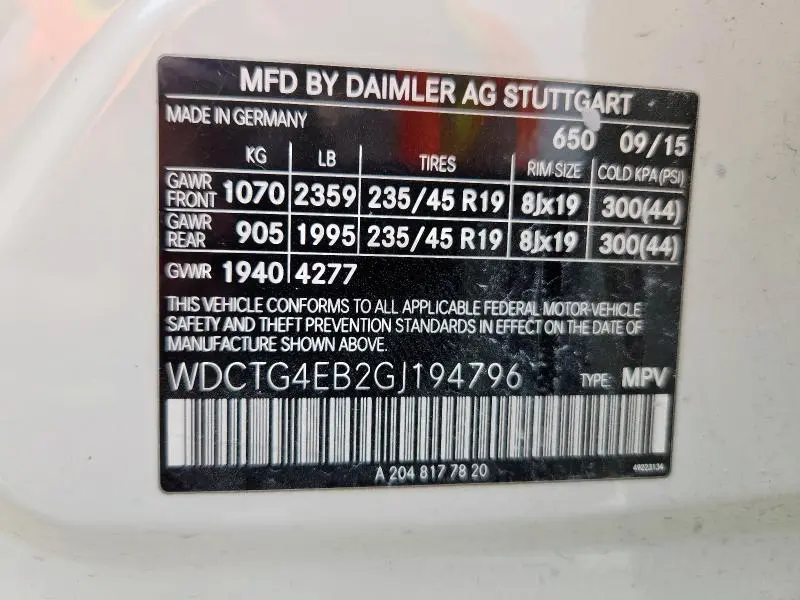 2016 MERCEDES-BENZ GLA 250  