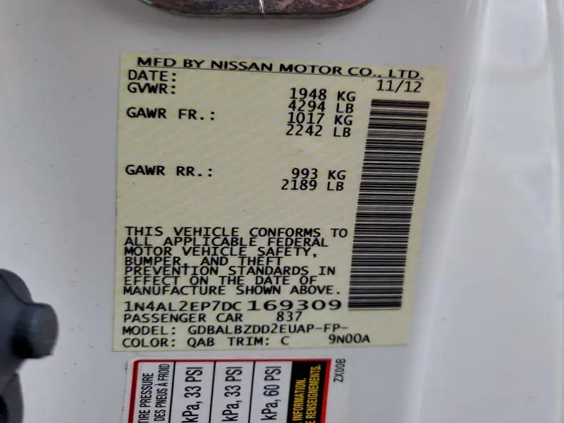 2013 NISSAN ALTIMA S  