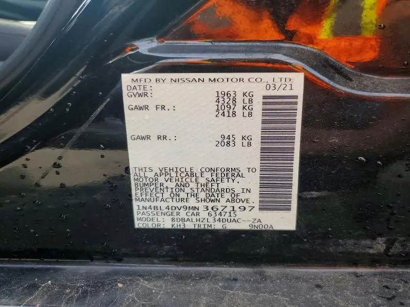 2021 NISSAN ALTIMA SV  