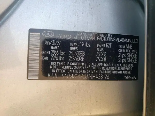 2022 HYUNDAI SANTA FE SE  