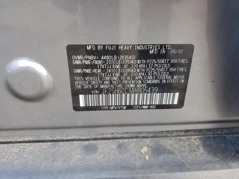 2010 SUBARU FORESTER 2.5X PREMIUM  