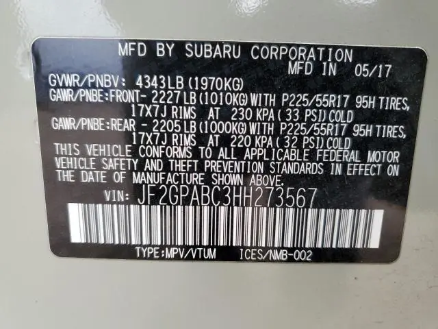 2017 SUBARU CROSSTREK PREMIUM  