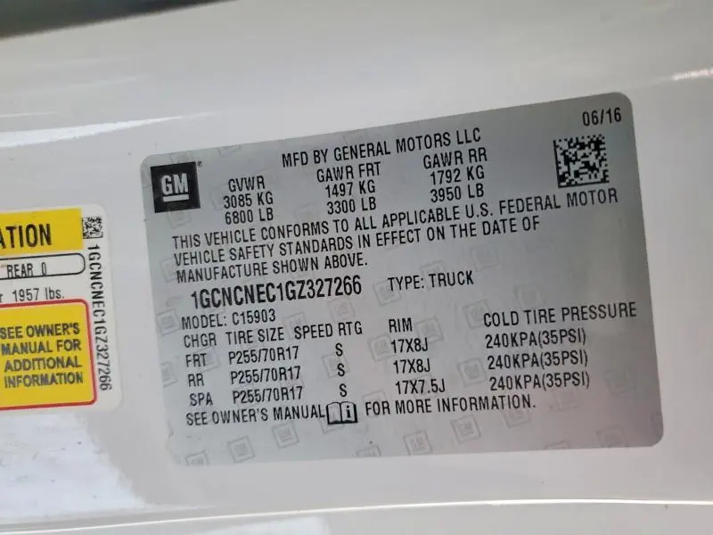 2016 CHEVROLET SILVERADO C1500  