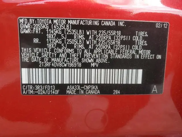 2012 TOYOTA RAV4 SPORT  