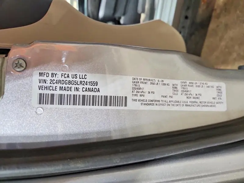 2020 DODGE GRAND CARAVAN SE  