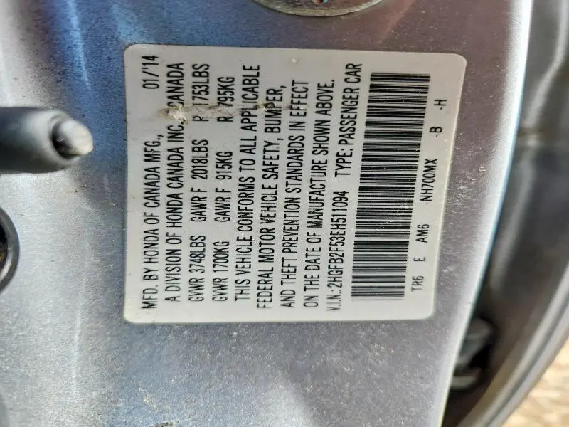 2014 HONDA CIVIC LX  