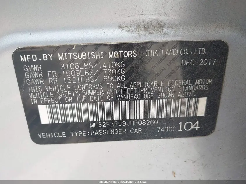 2018 MITSUBISHI MIRAGE G4 ES