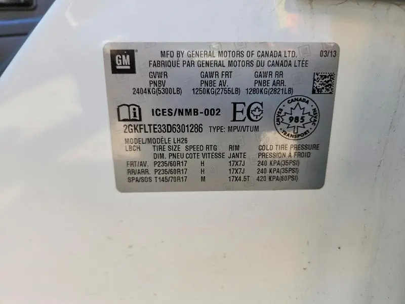 2013 GMC TERRAIN SLE  
