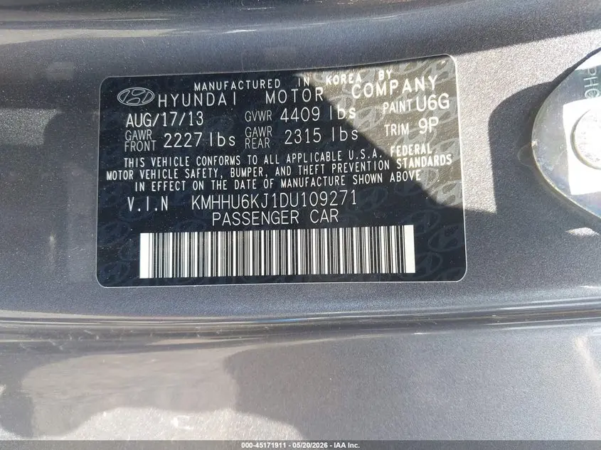 2013 HYUNDAI GENESIS 3.8 GRAND TOURING
