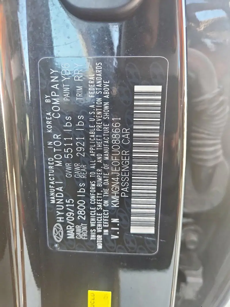 2015 HYUNDAI GENESIS 3.8L  