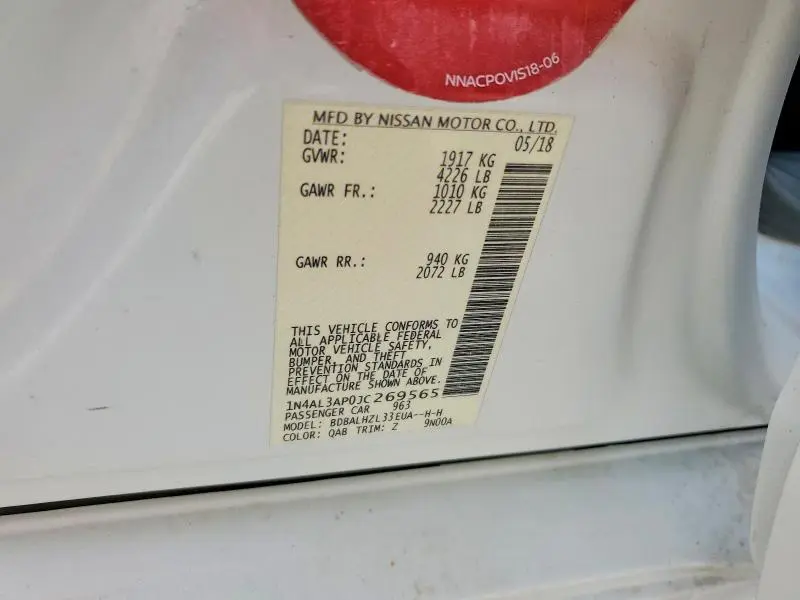 2018 NISSAN ALTIMA 2.5 SR  