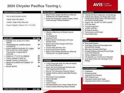 2024 CHRYSLER PACIFICA TOURING L  