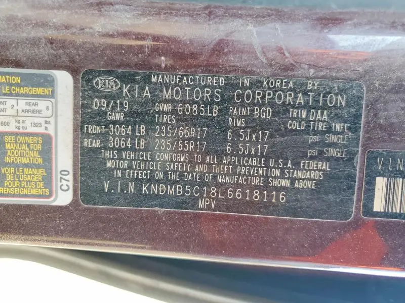 2020 KIA SEDONA LX  