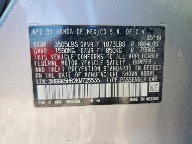 2019 HONDA FIT SPORT  