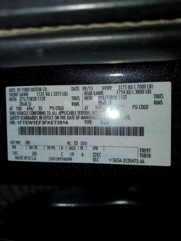 2015 FORD F150 SUPERCREW  