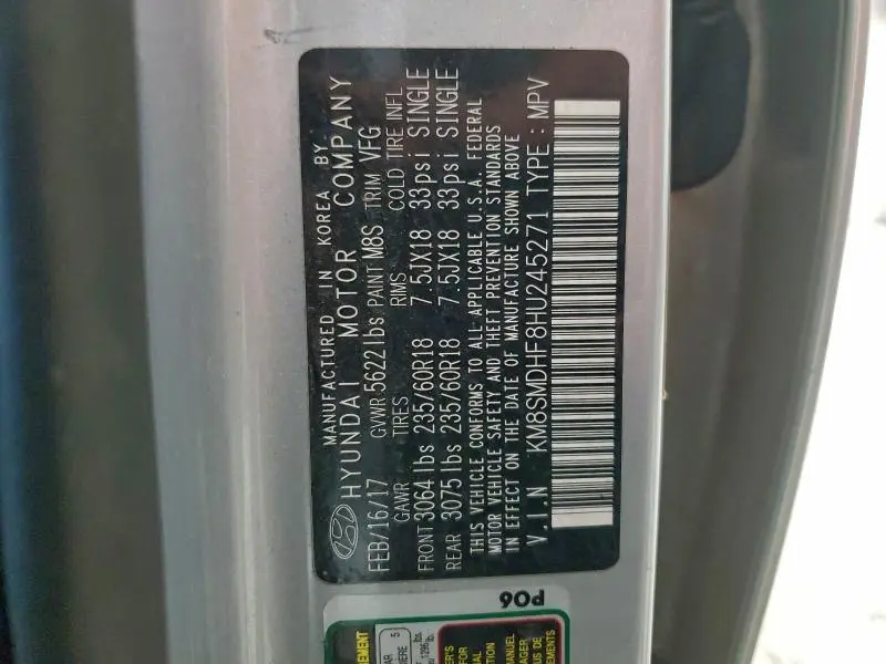 2017 HYUNDAI SANTA FE SE  