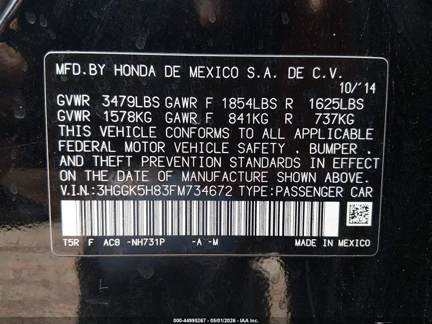 2015 HONDA FIT EX/EX-L