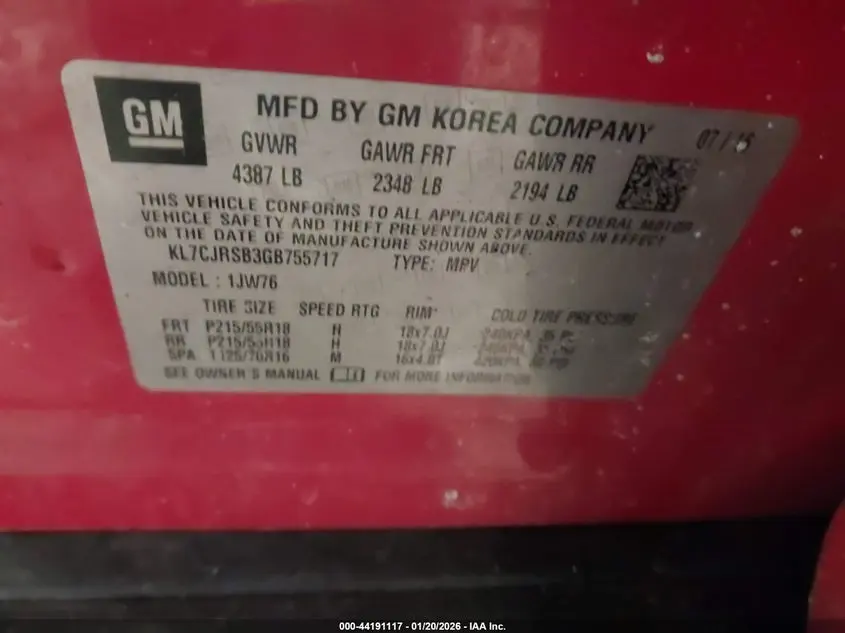 2016 CHEVROLET TRAX LTZ