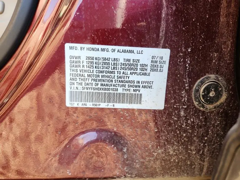 2019 HONDA PILOT ELITE  