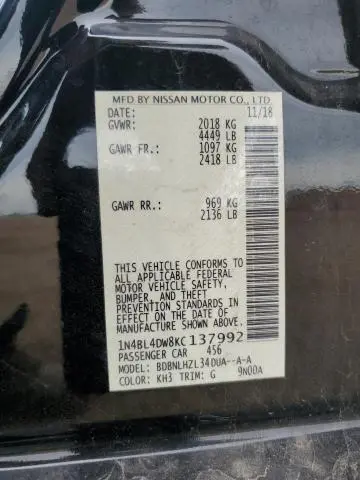 2019 NISSAN ALTIMA SV  