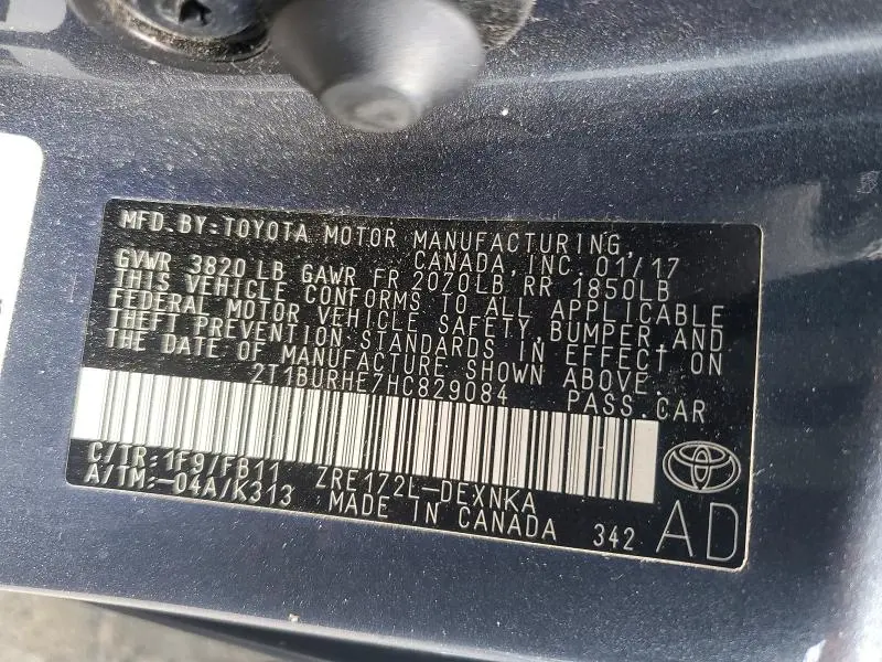 2017 TOYOTA COROLLA LE  