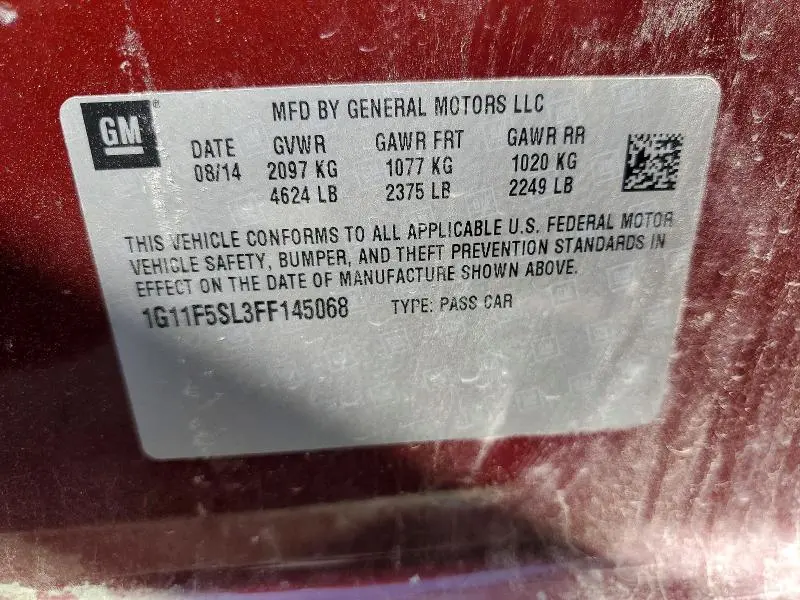 2015 CHEVROLET MALIBU LTZ  