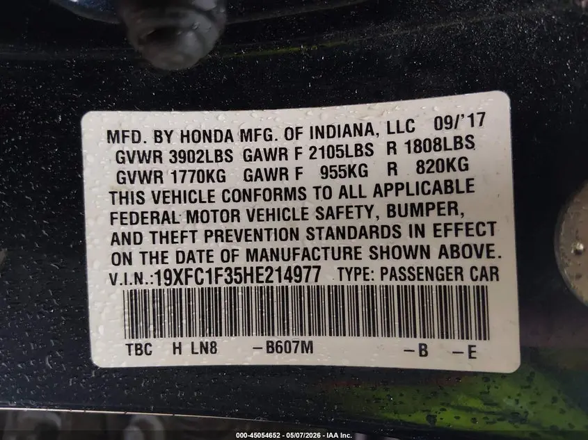 2017 HONDA CIVIC EX-T