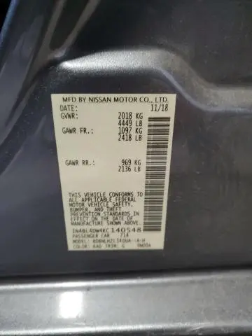 2019 NISSAN ALTIMA SV  