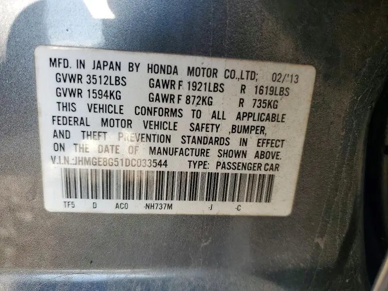 2013 HONDA FIT SPORT  