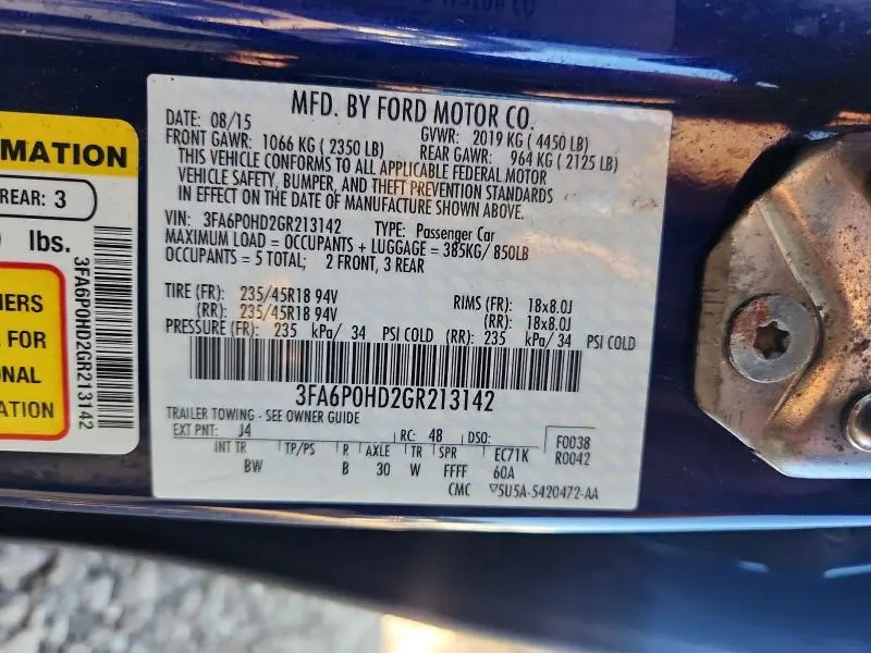 2016 FORD FUSION SE  