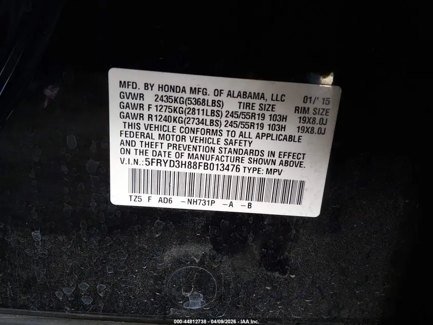 2015 ACURA MDX ADVANCE PKG W/ENTERTAINMENT PKG