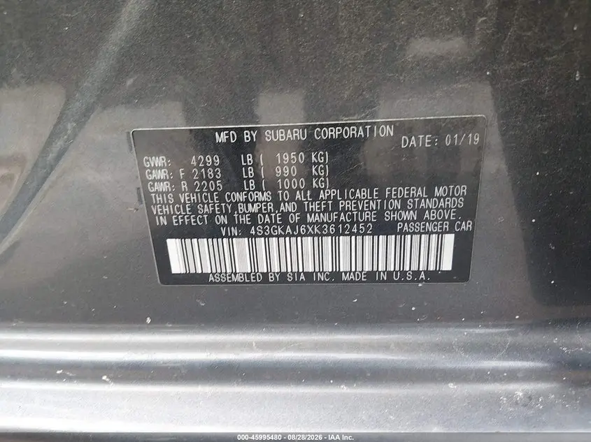 2019 SUBARU IMPREZA 2.0I SPORT