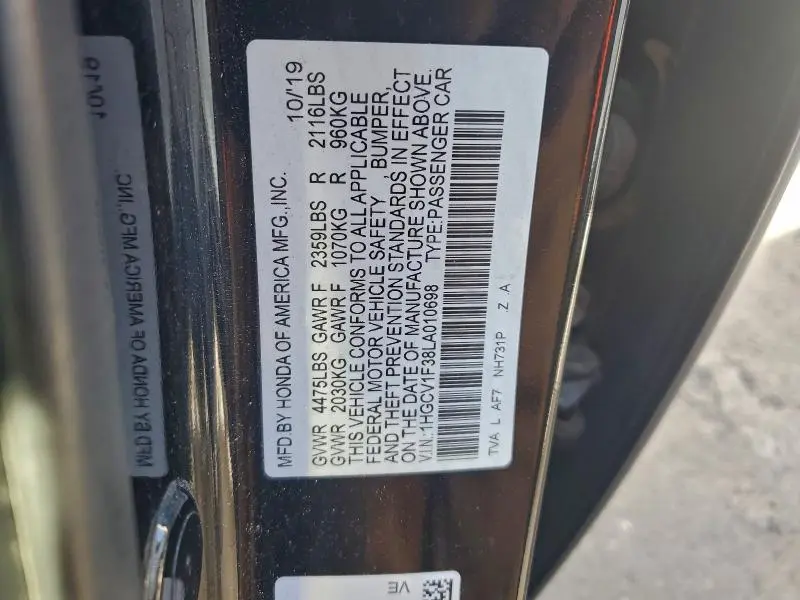 2020 HONDA ACCORD SPORT  