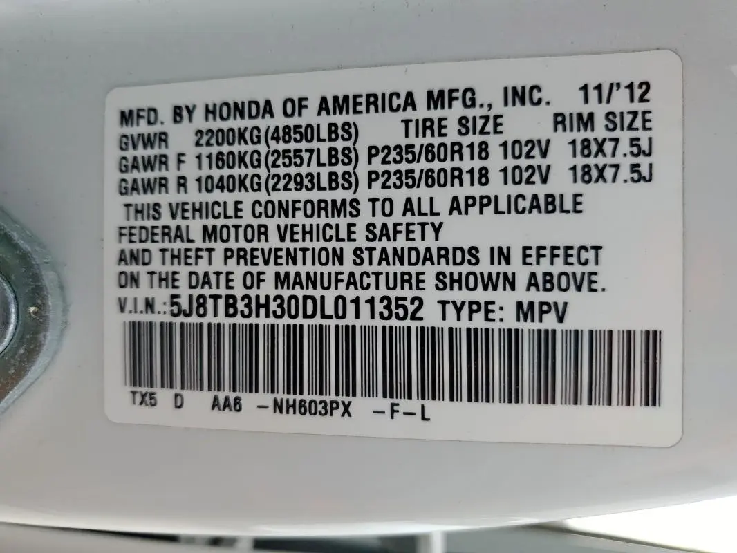 2013 ACURA RDX   