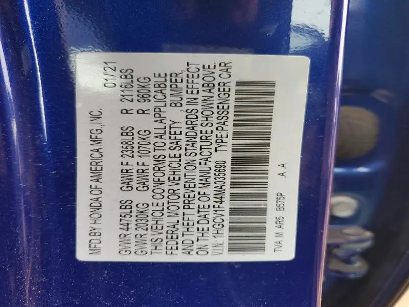 2021 HONDA ACCORD SE  