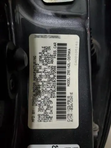 2012 TOYOTA COROLLA BASE  