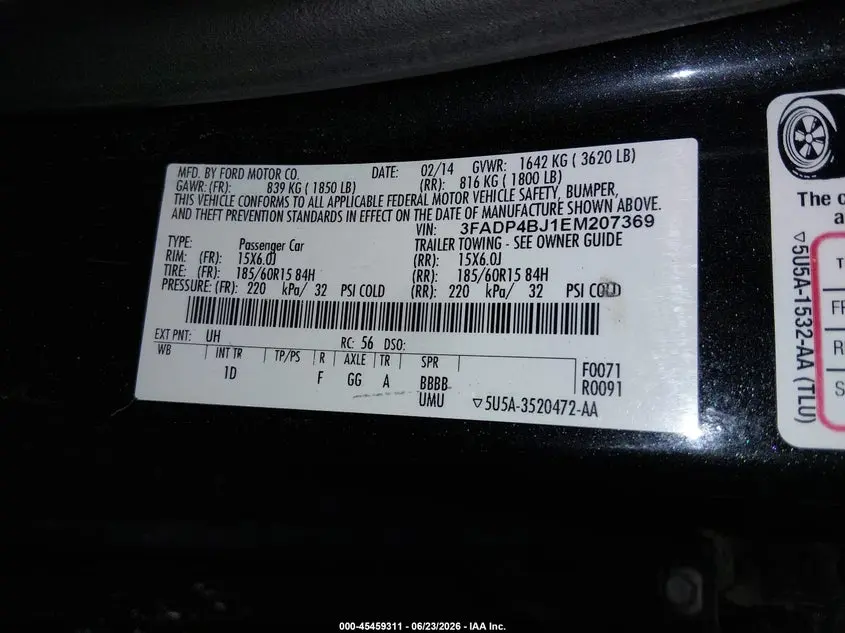 2014 FORD FIESTA SE