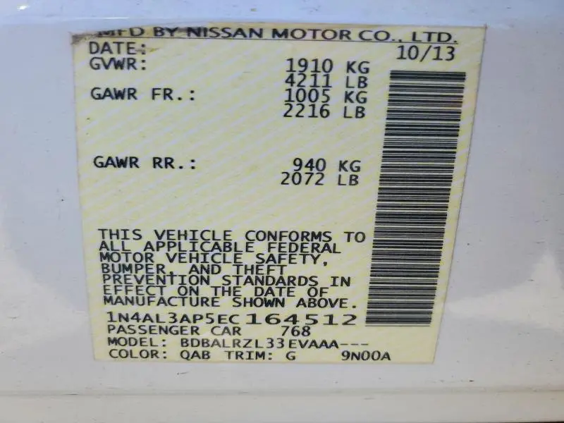 2014 NISSAN ALTIMA 2.5 S  