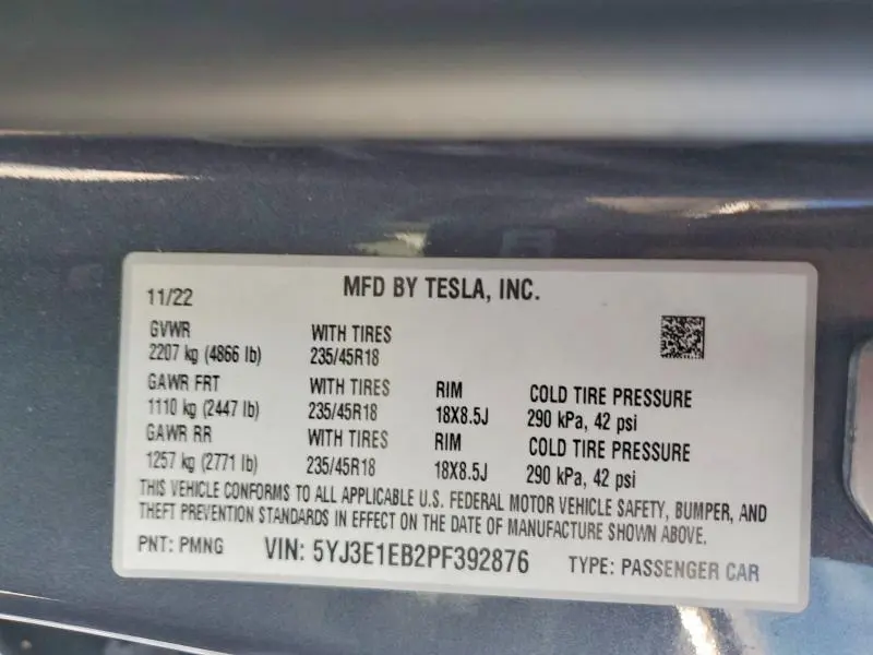 2023 TESLA MODEL 3   