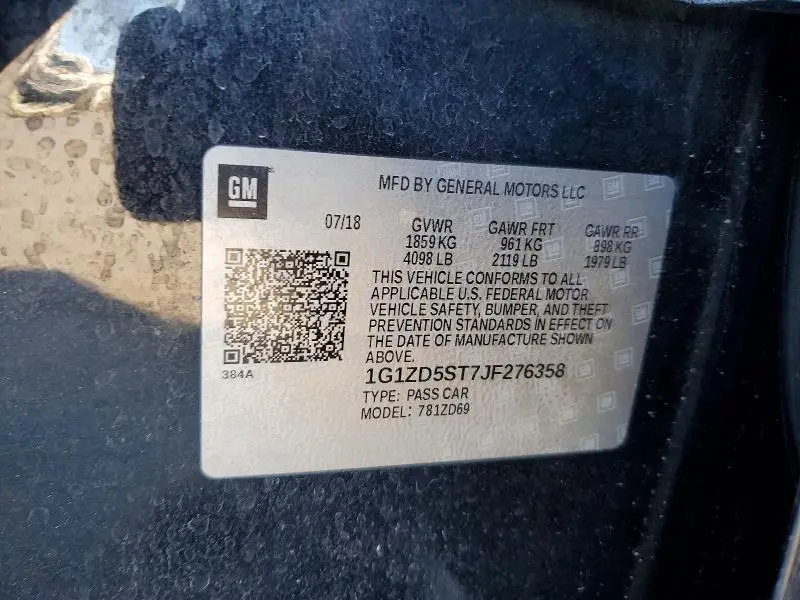 2018 CHEVROLET MALIBU LT  
