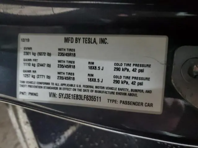 2020 TESLA MODEL 3 