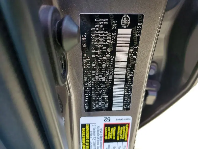 2018 TOYOTA CAMRY SE  