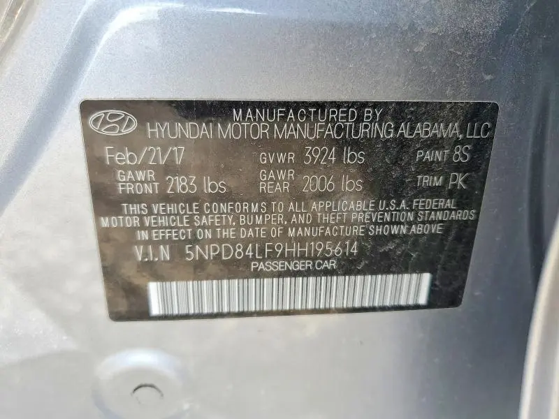 2017 HYUNDAI ELANTRA LIMITED  