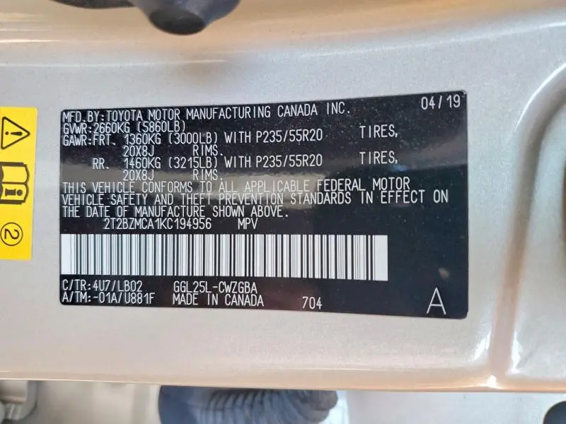 2019 LEXUS RX 350 BASE  
